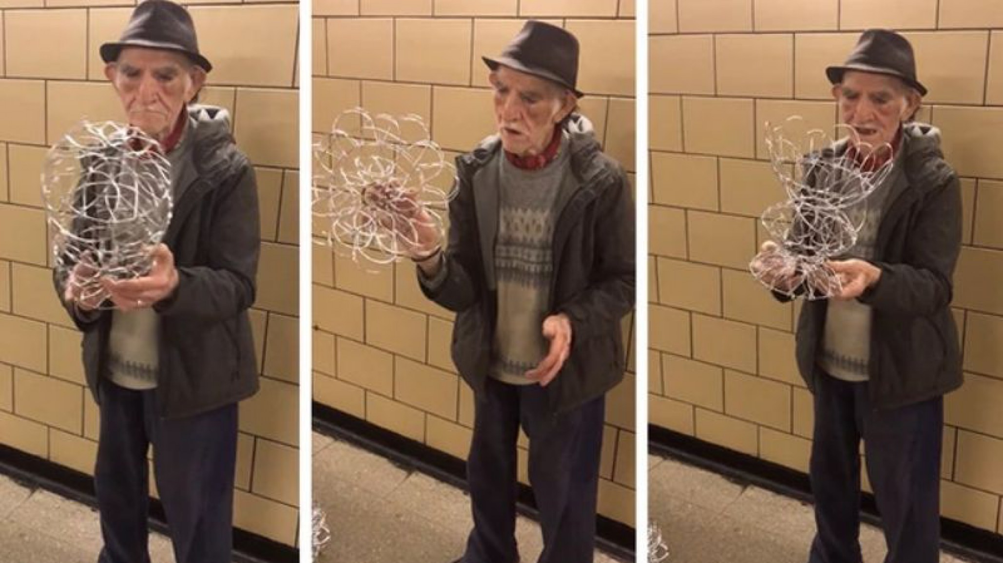 Video Viral: Un abuelo artesano deslumbra a los transeúntes con sus creaciones