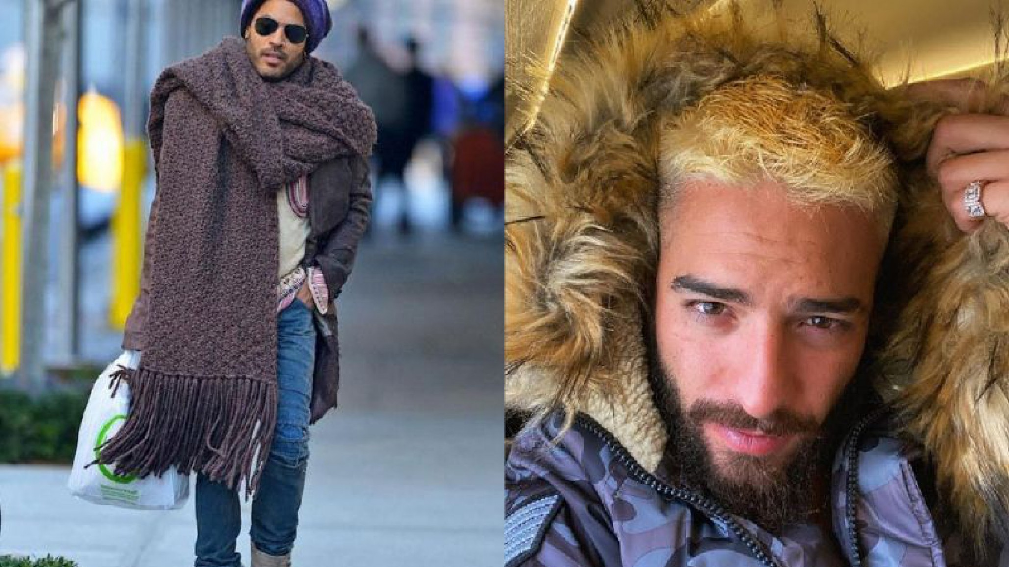 Maluma lució un particular look…¿quiso copiar a Lenny Kravitz?