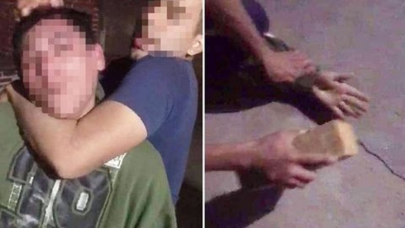 Brutal castigo a un ladrón: lo atraparon y con un ladrillo le golpearon los dedos de la mano