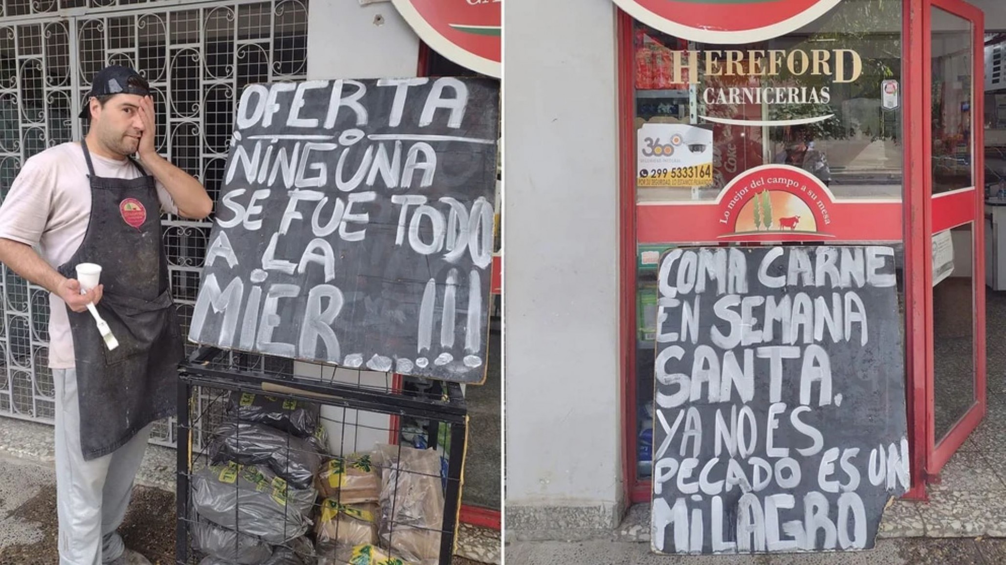 Viral: Los carteles de un carnicero que bromeó sobre la inflación: ?Se fue todo a la m…!!?