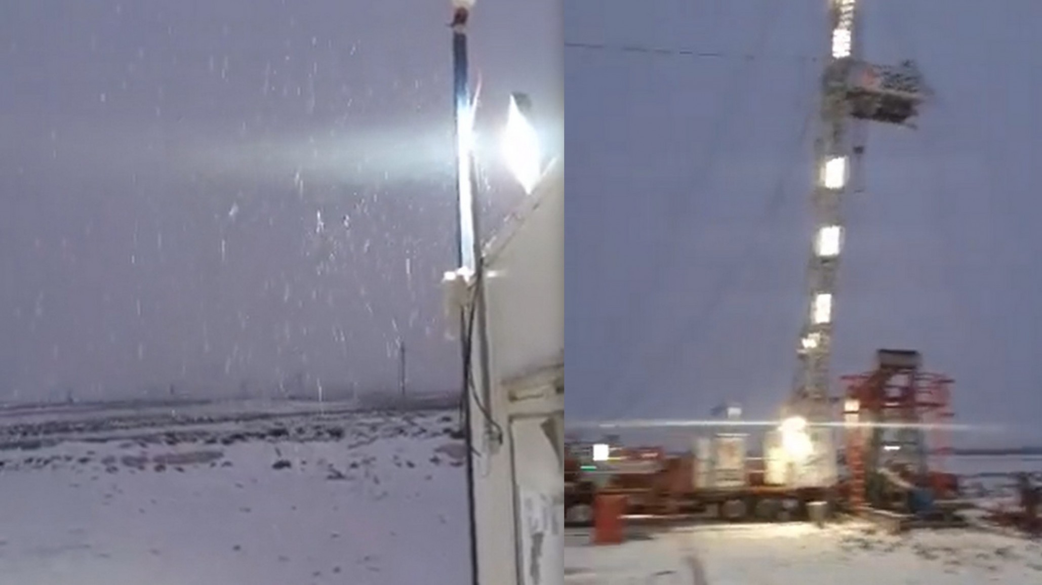 Video: nieva en los yacimientos petroleros