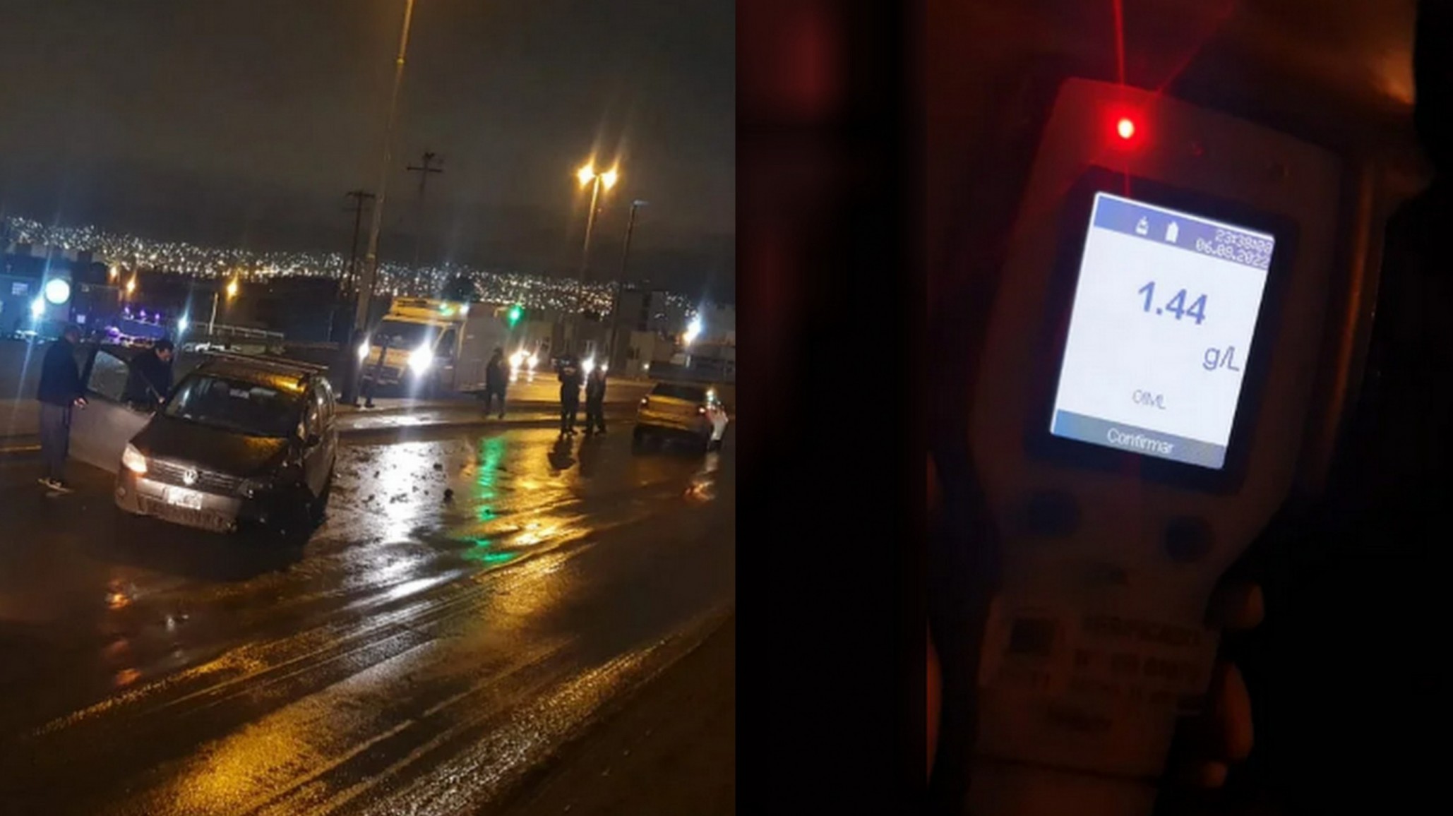 Manejaba con 1.44 g/l de alcohol en sangre y chocó en plena avenida
