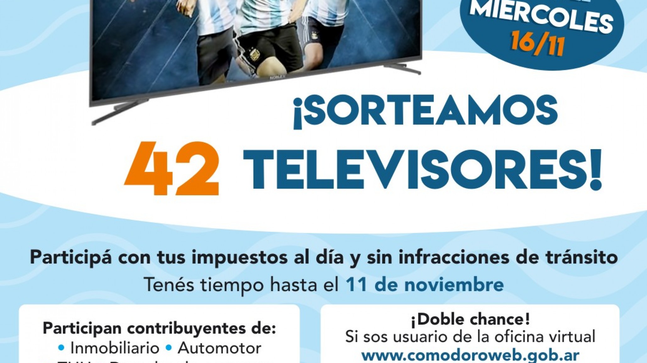 Este miércoles sortearon los 42 televisores que la Municipalidad regaló a vecinos que no registran deudas