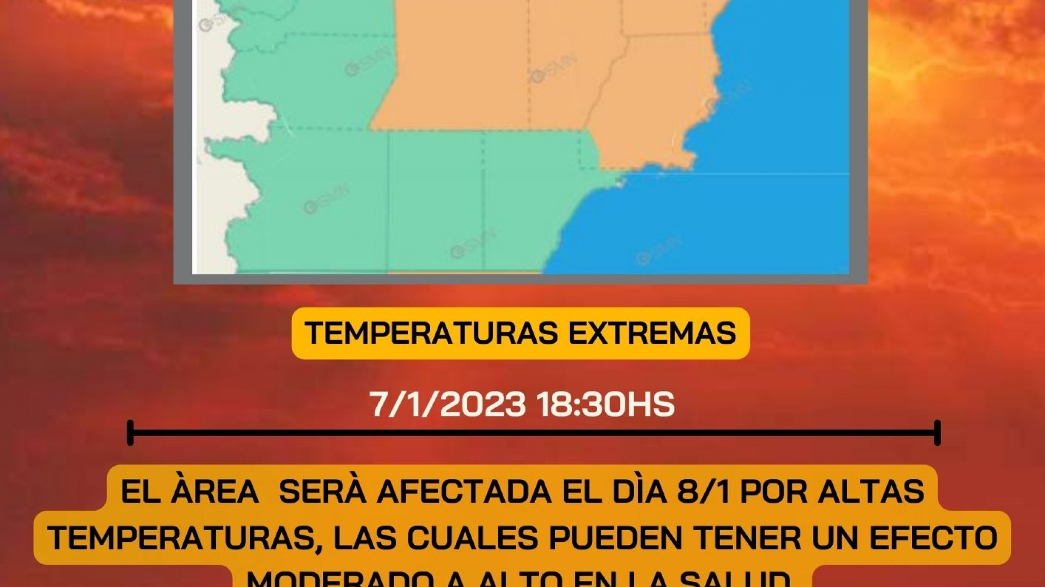 Alerta naranja para este domingo en Chubut por altas temperaturas