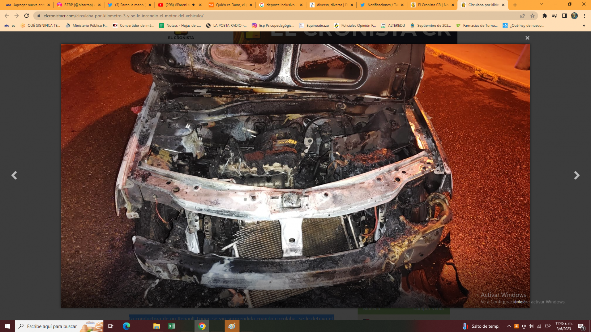 Una conductora iba manejando y se le incendió el motor del auto