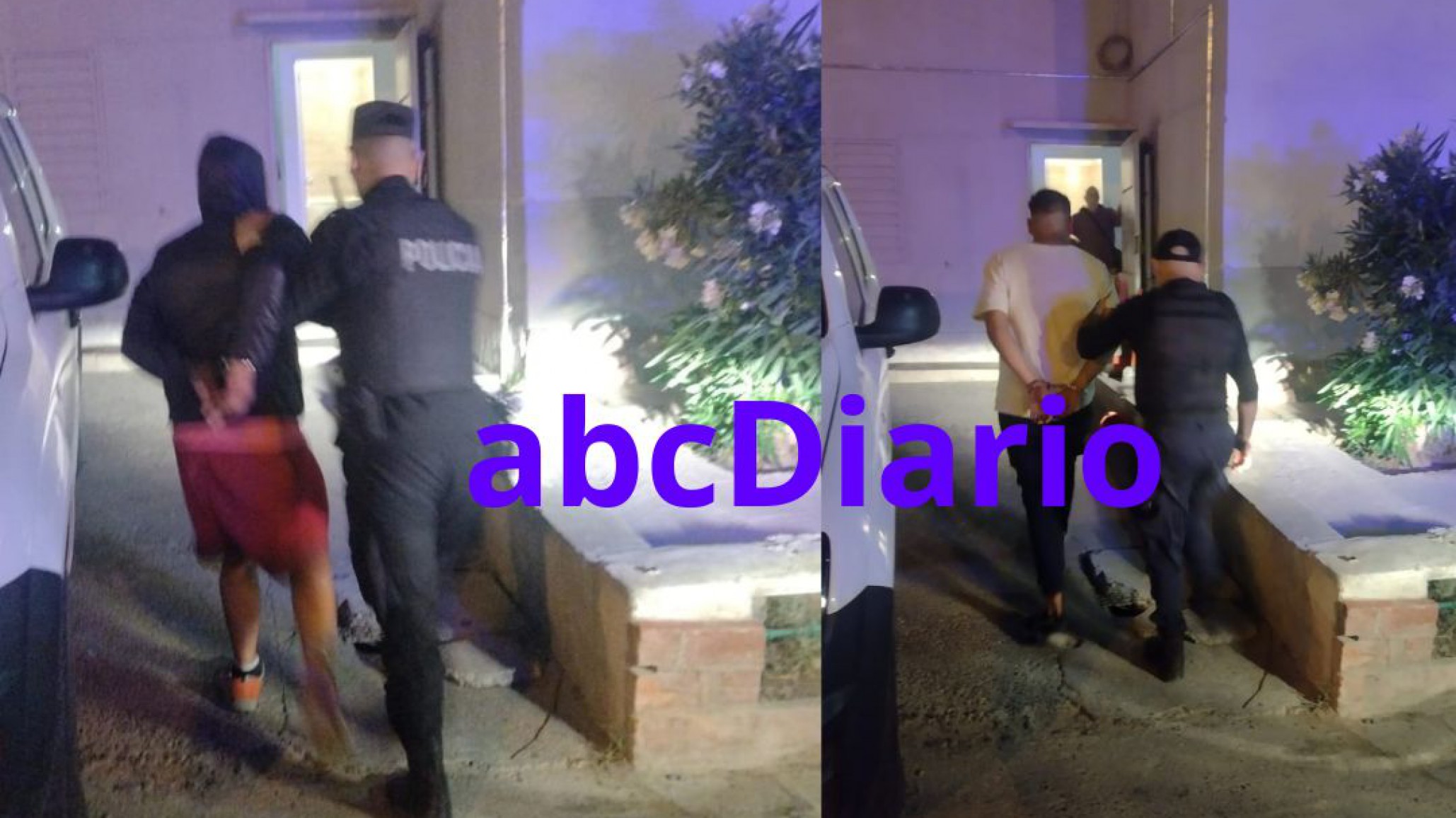 ¡Atrapados! Ingresaron a una casa a robar y se dejaron el TV en el patio