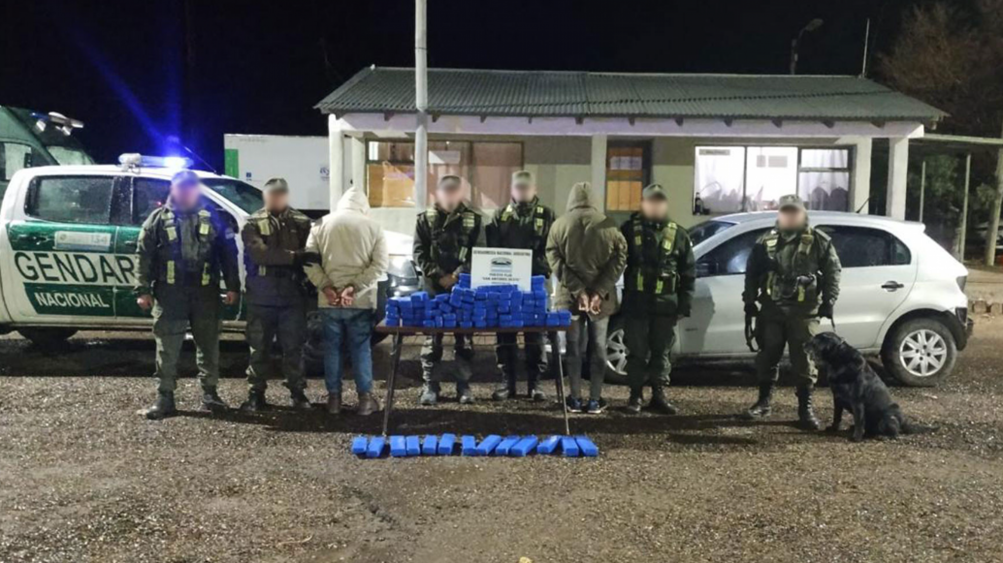 Chubut: Con ayuda de un perro detuvieron a dos hombres con 64 kilos de marihuana