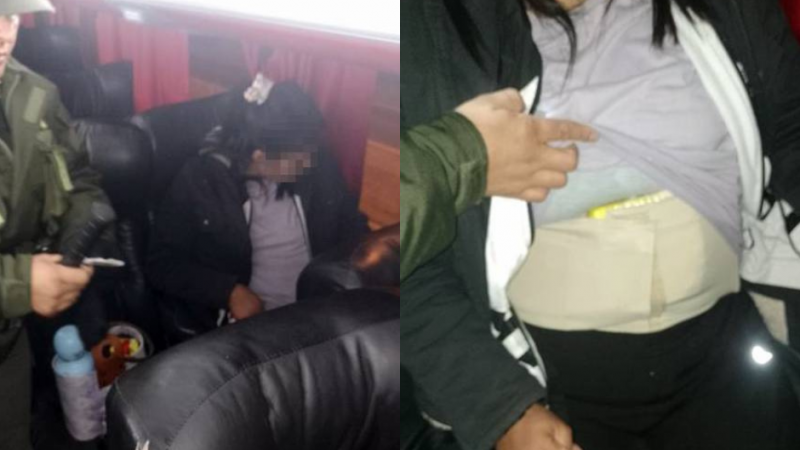 Detuvieron a una mujer que viajaba con tres kilos de cocaína adosados al cuerpo