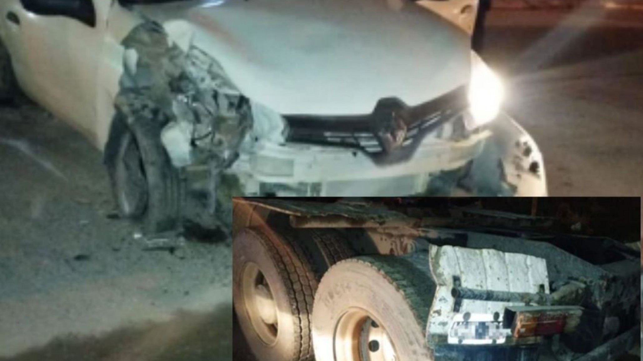 Manejaba ebrio y se estrelló contra un camión estacionado: Un ocupante impactó contra el parabrisas