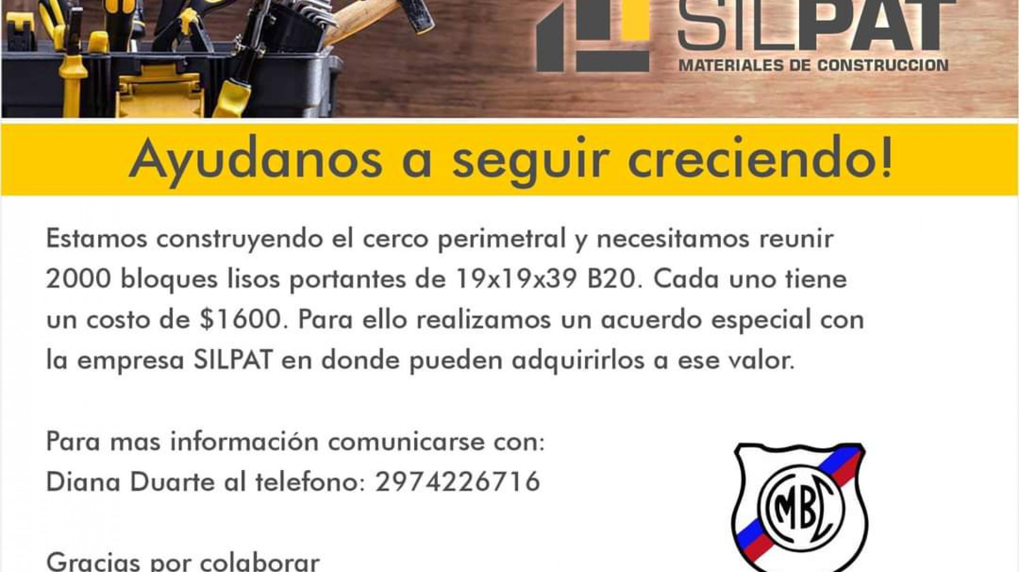 El Club Ciudadela solicita ladrillos para construir cerco perimetral