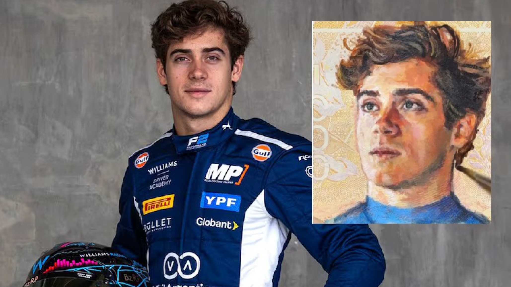 Colapinto reaccionó a la obra del artista comodorense Cristian English: "lo quiero en un cuadro"