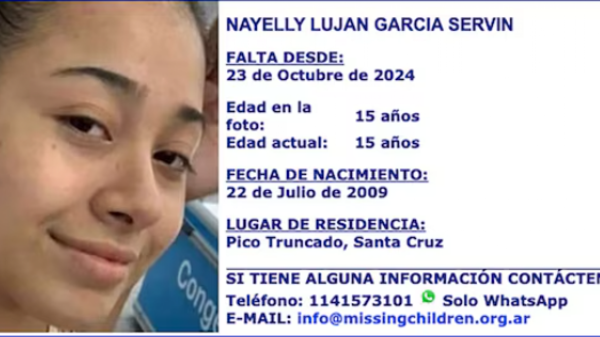 Adolescente desaparecida en Truncado: "No recuerdo un caso similar"