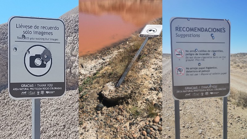 Vandalizaron los carteles informativos en el Área Natural Protegida Rocas Coloradas