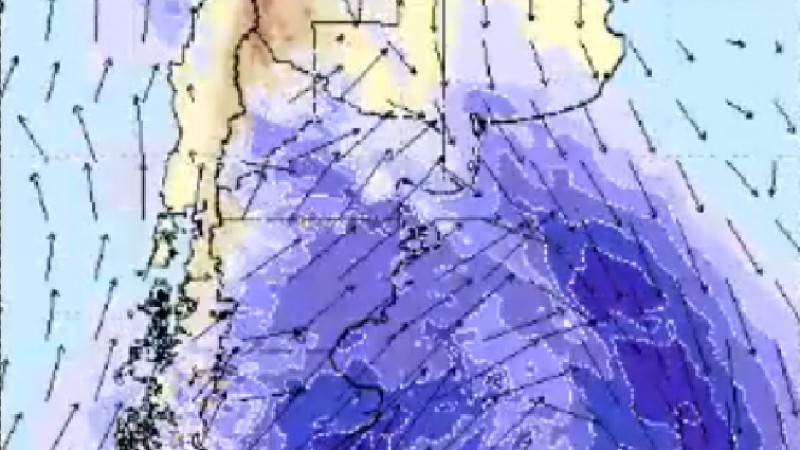 Un sistema de baja presión genera vientos de más de 100km/h en la Patagonia