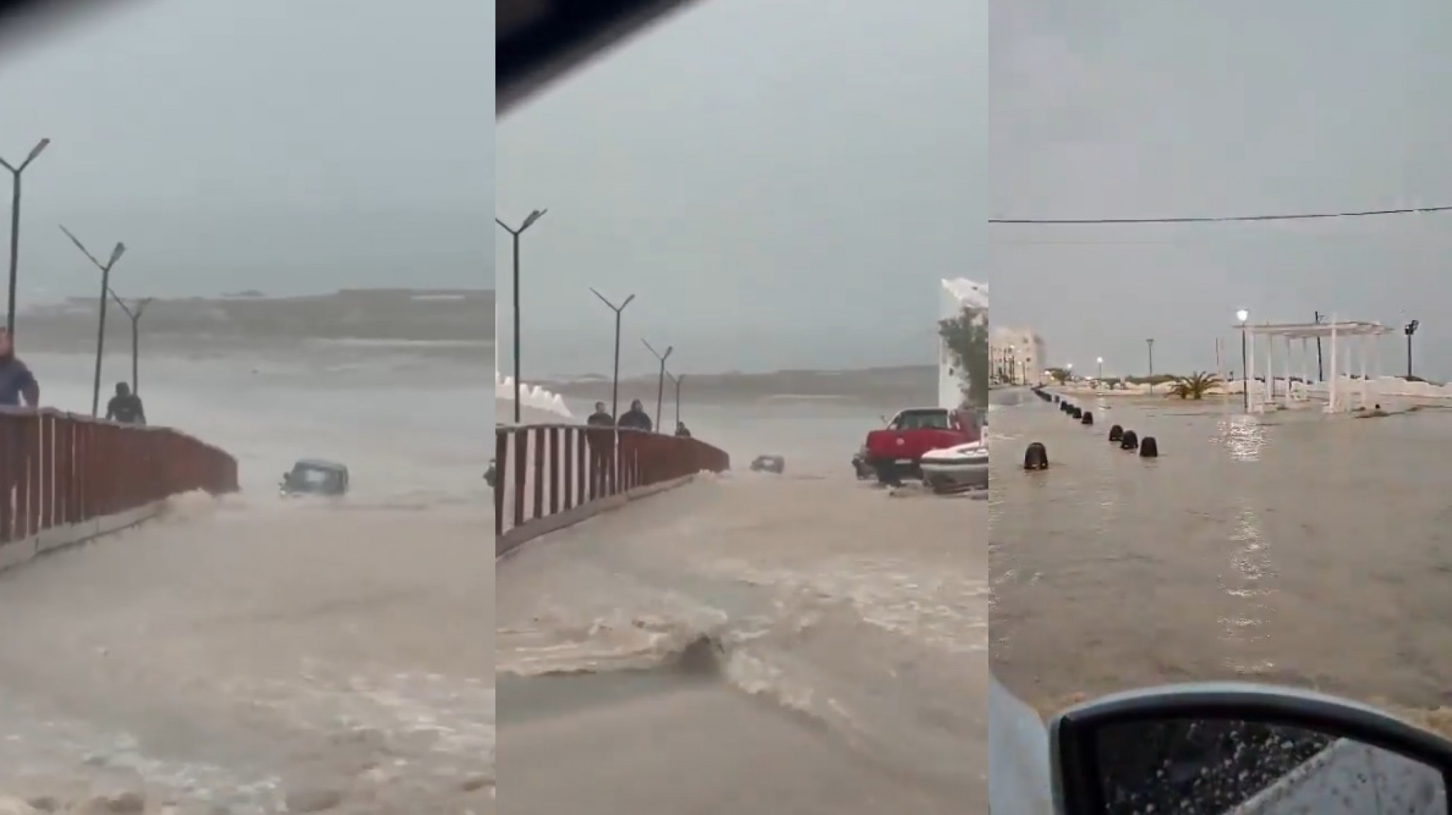 Intensa tormenta inunda Las Grutas y arrastra vehículos
