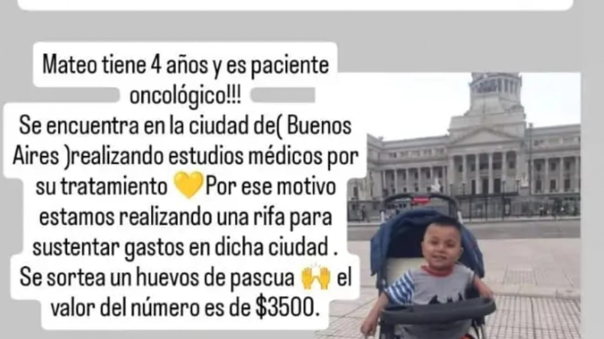 Mateo necesita tu ayuda: organizan rifa solidaria tras un robo en plena lucha contra el cáncer