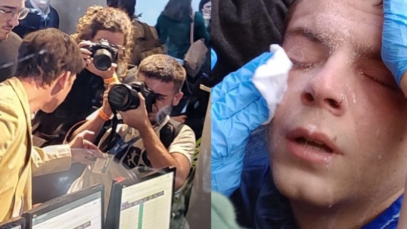 Fuerte represión frente al Congreso: agredieron con gas lacrimógeno al fotógrafo que fue intimidado por Caputo