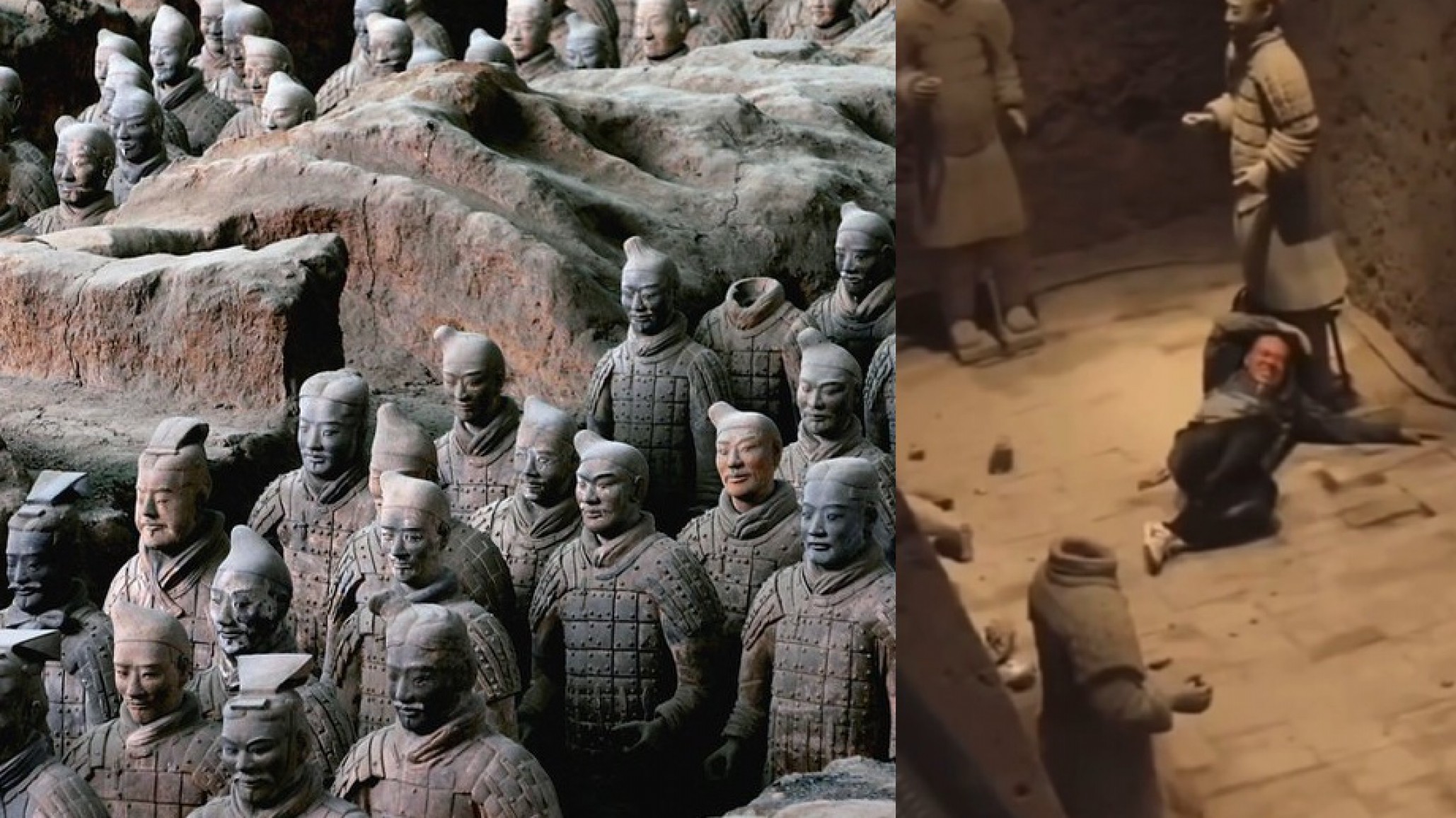 Indignación y multa millonaria en China: Un turista destruyó una milenaria estatua del Ejército de Terracota
