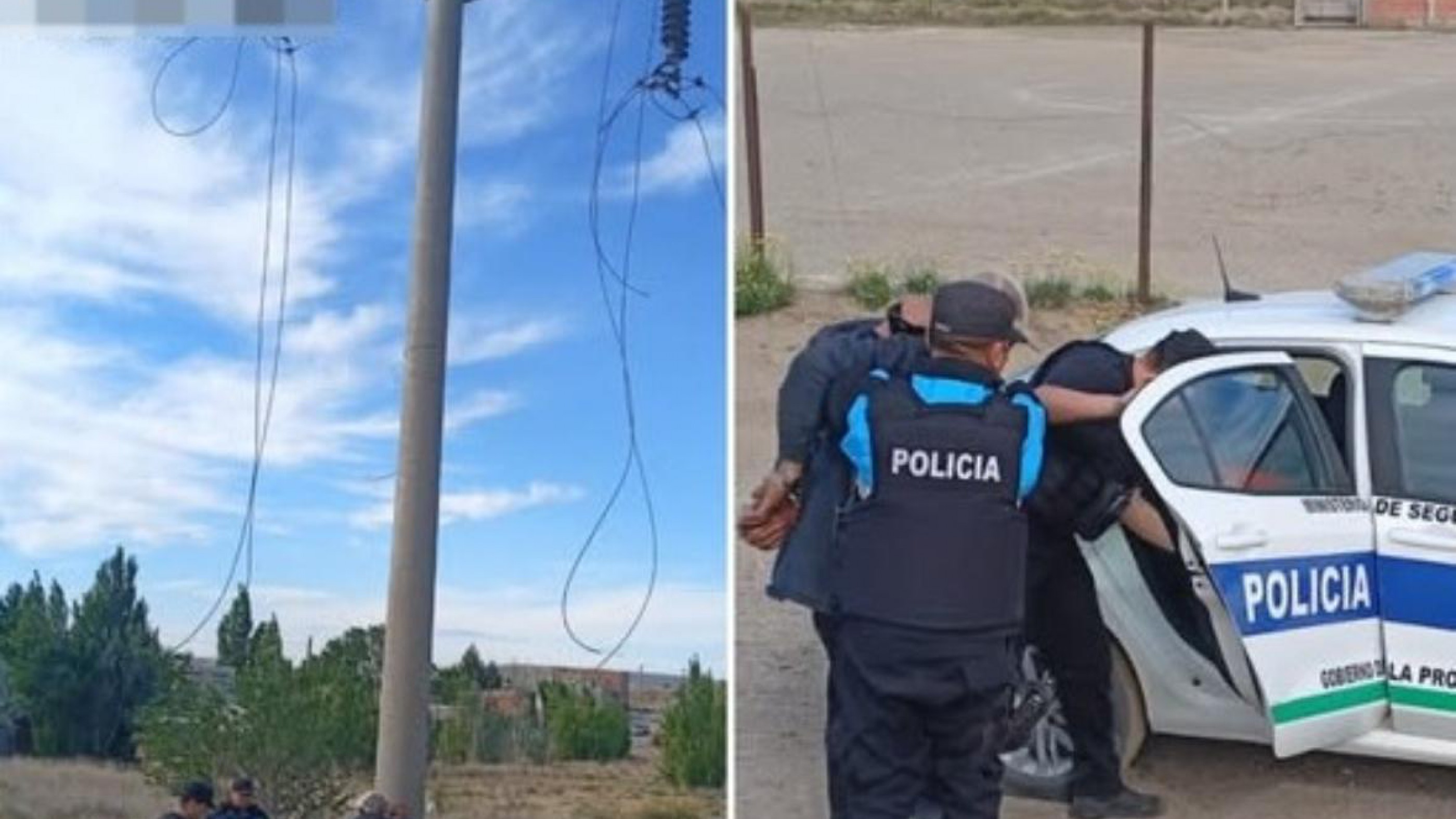 Fue sorprendido sobre un poste eléctrico robando cables y terminó detenido