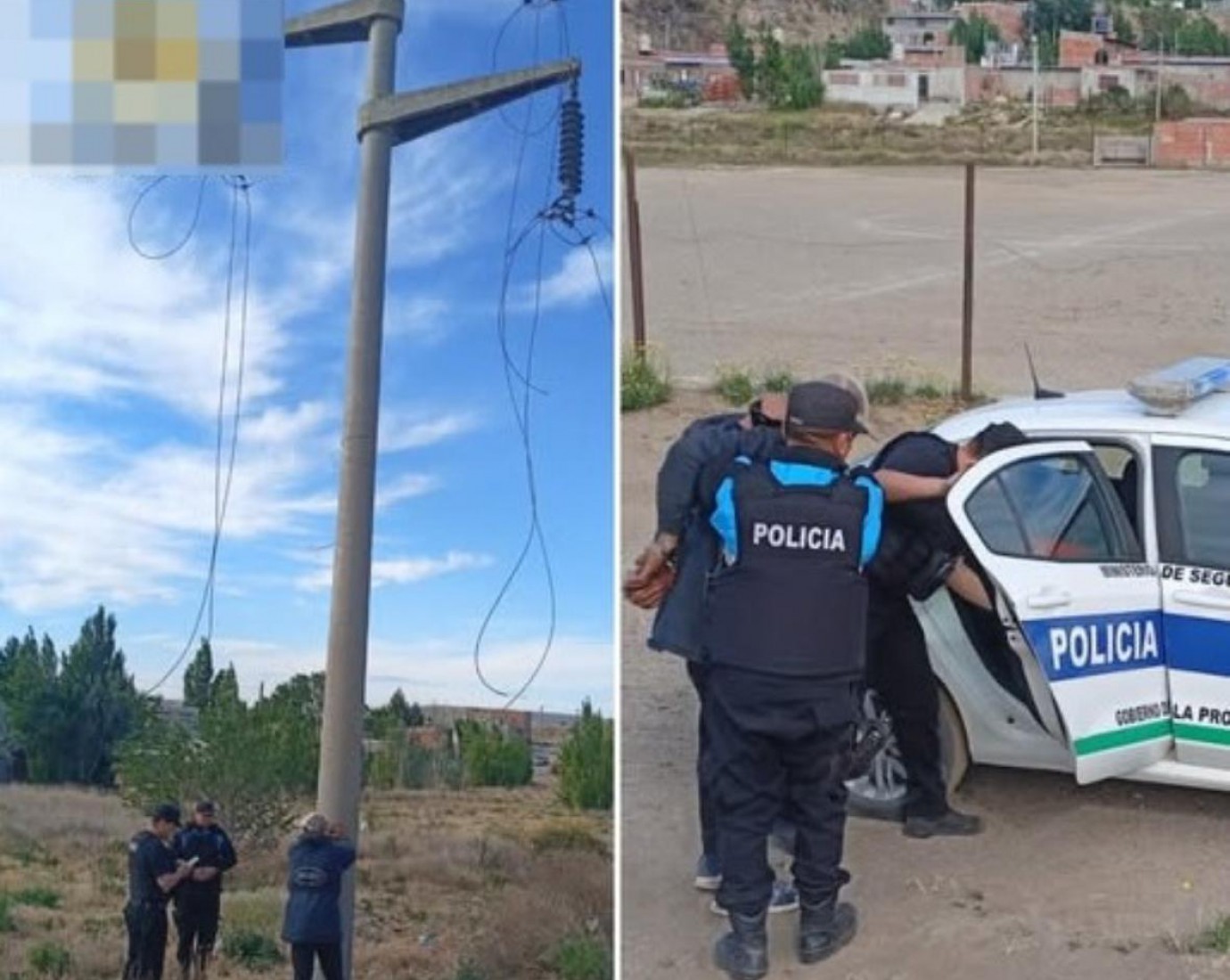 Fue sorprendido sobre un poste eléctrico robando cables y terminó detenido