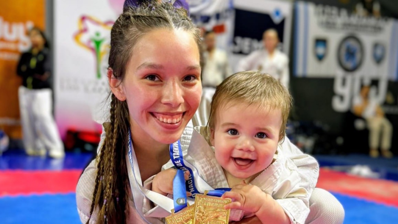 La comodorense Leila Ramos se consagró campeona nacional de Taekwondo a meses de haber sido madre