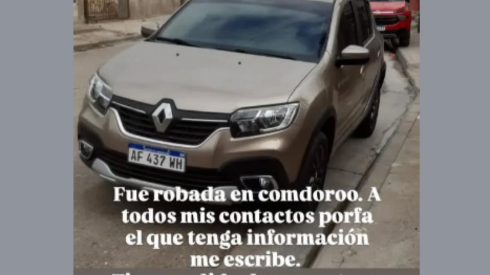 Pide ayuda en redes para encontrar su auto robado en Comodoro