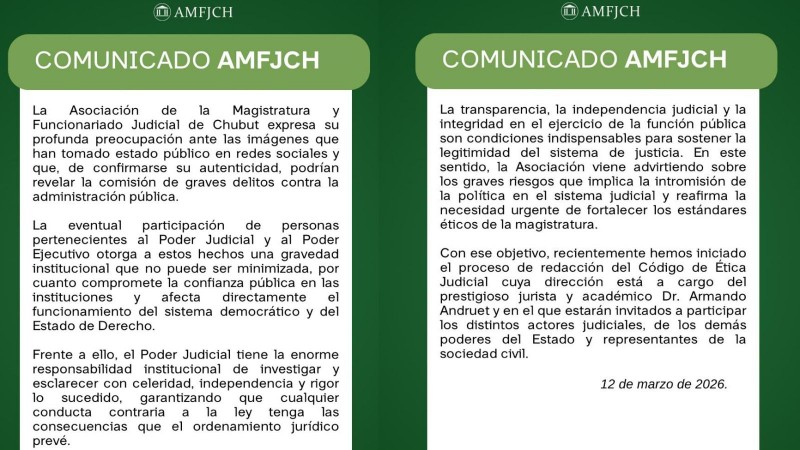 Video por presuntas coimas: la AMFJCH advirtió que, si el material es auténtico, podría revelar graves delitos