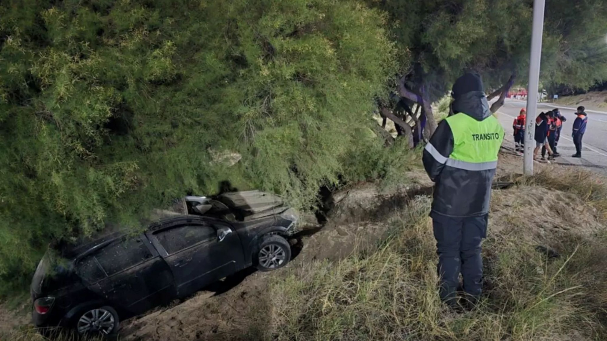 Puerto Madryn: adolescentes a alta velocidad chocaron en la Curva del Indio y terminaron entre los tamariscos