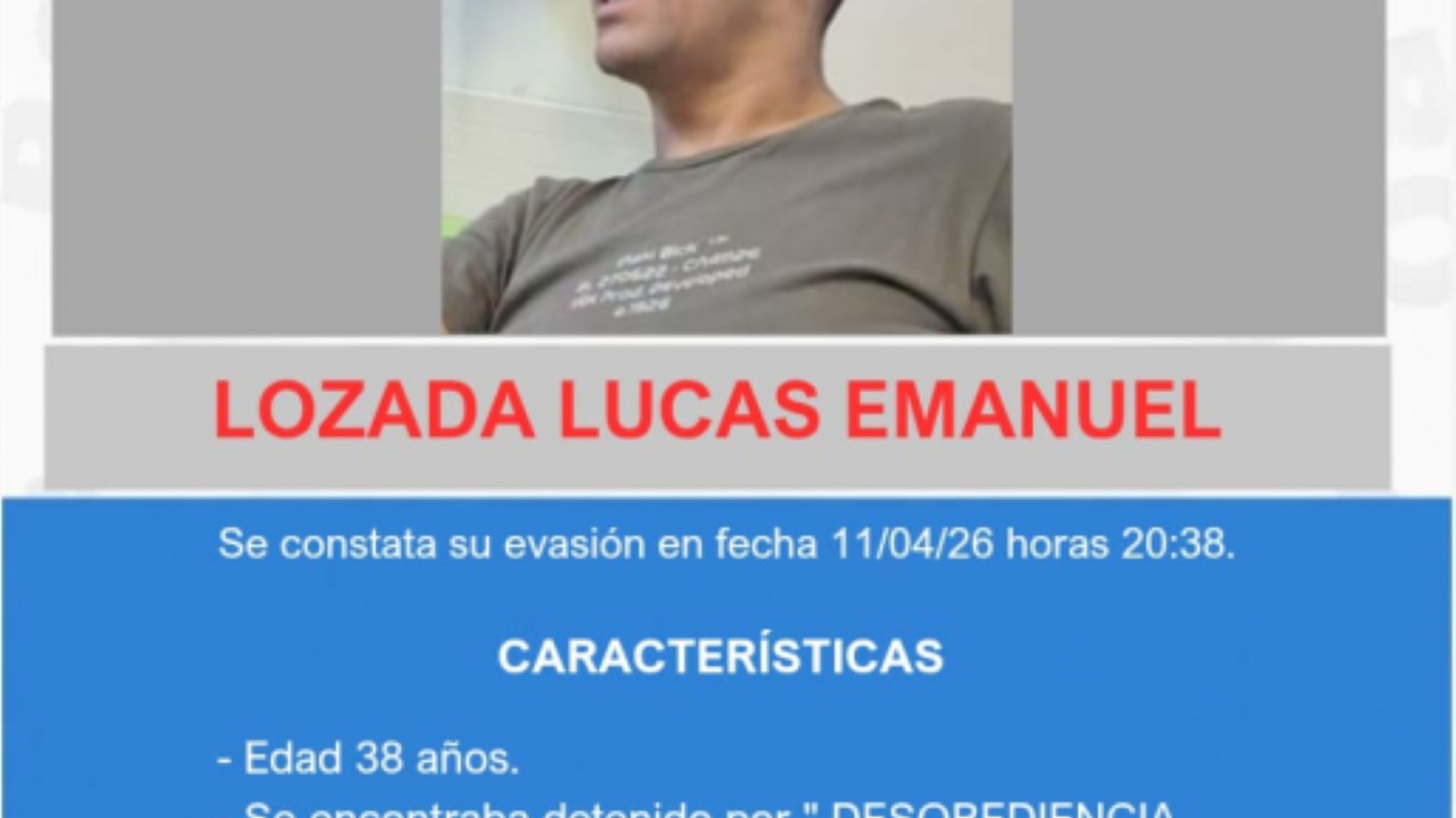 Buscan en toda la Patagonia a un detenido que se fugó de una comisaría