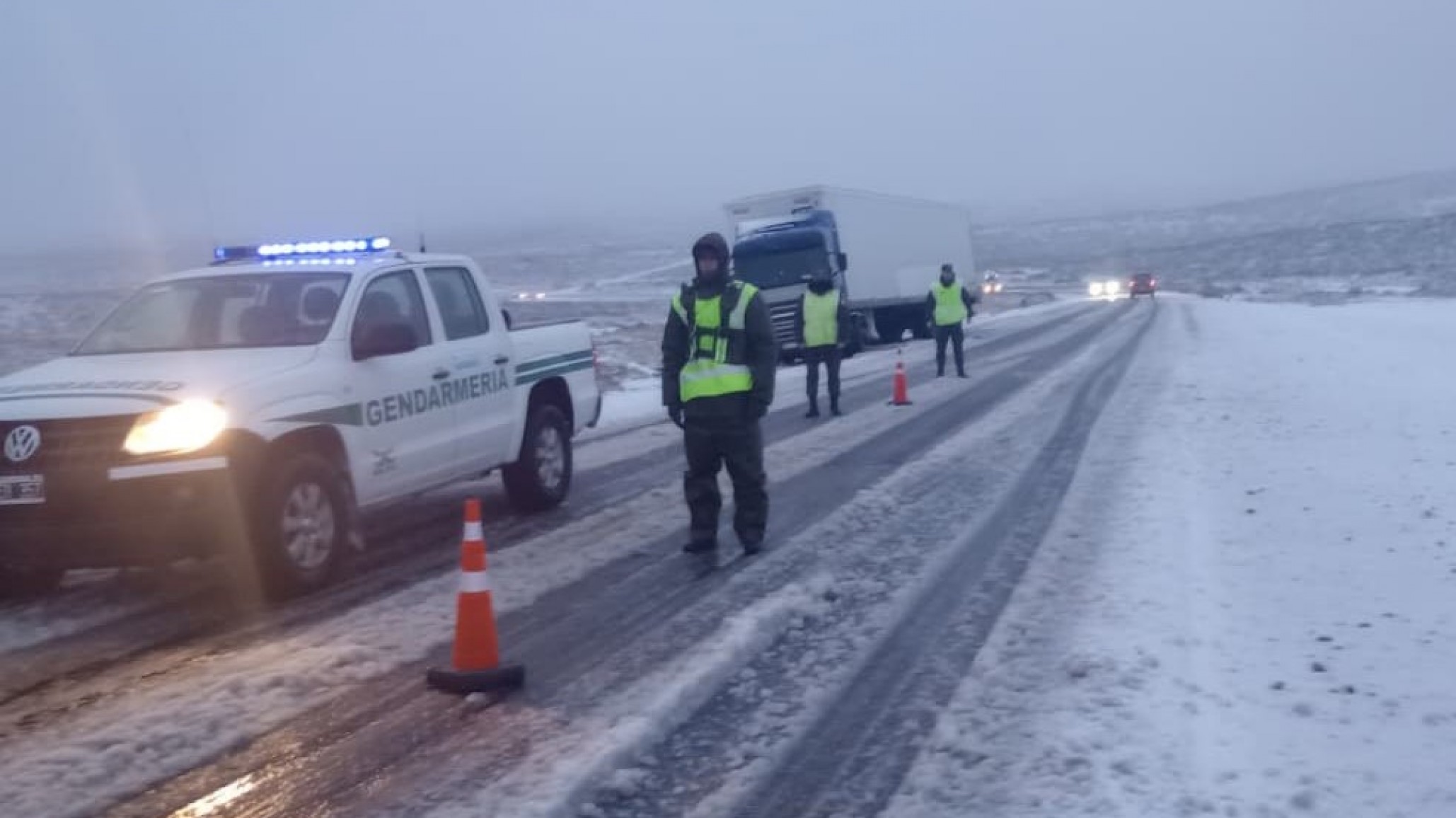 Precaución en Ruta 3 por nieve y escarcha entre Salamanca y Cañadón Ferrays
