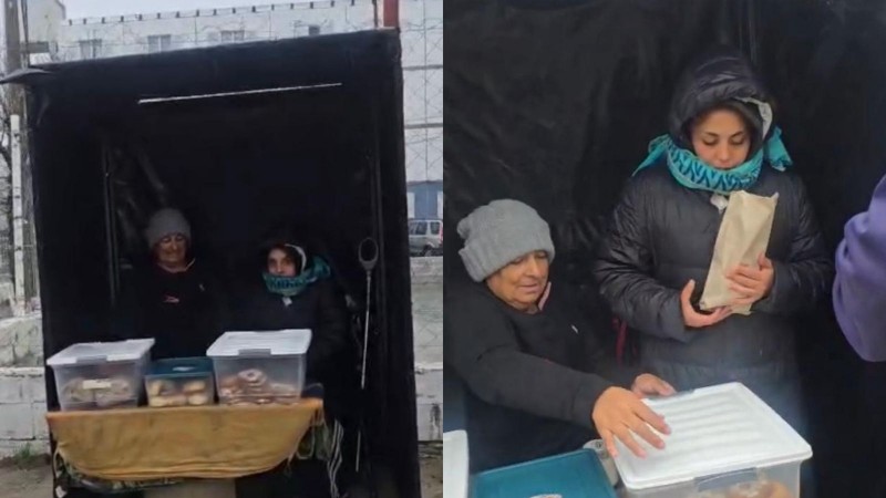 "Con lluvia, viento o frío igual venimos": el esfuerzo de una familia para salir adelante vendiendo tortas fritas