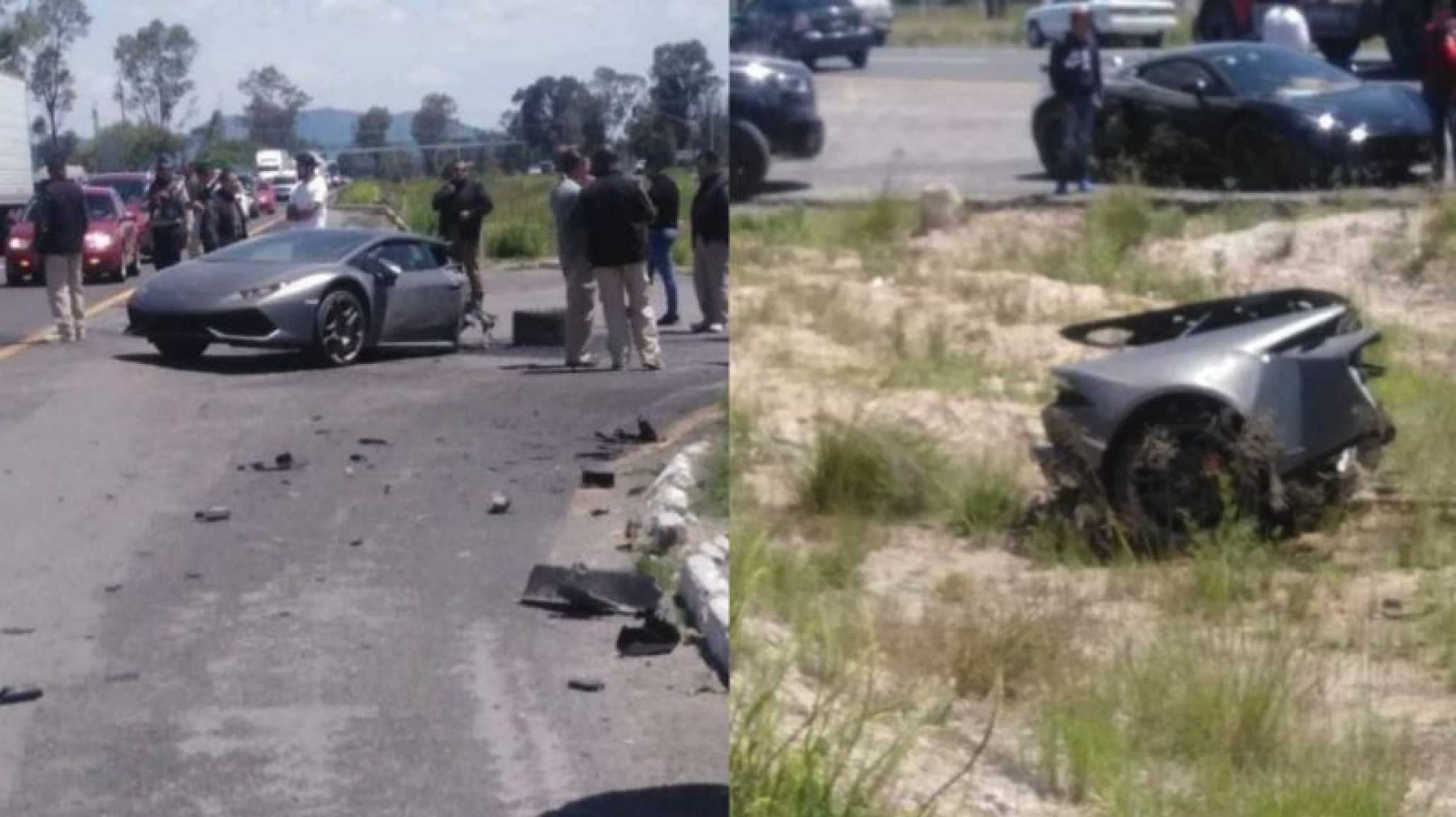 Tremendo choque: un Lamborghini terminó partido a la mitad