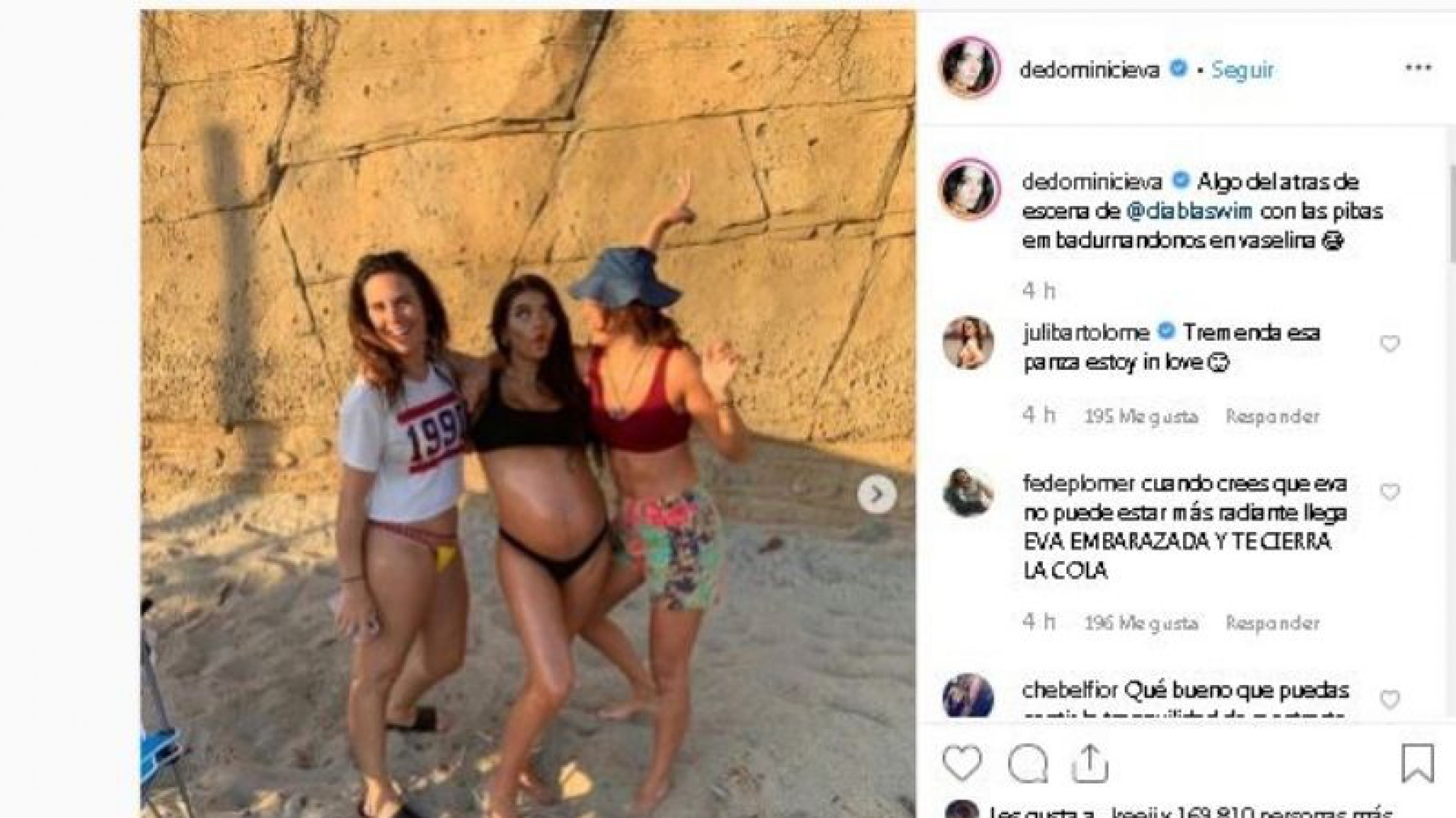 Divertida, bronceada y embarazada: Eva Dominici en las playas de L.A
