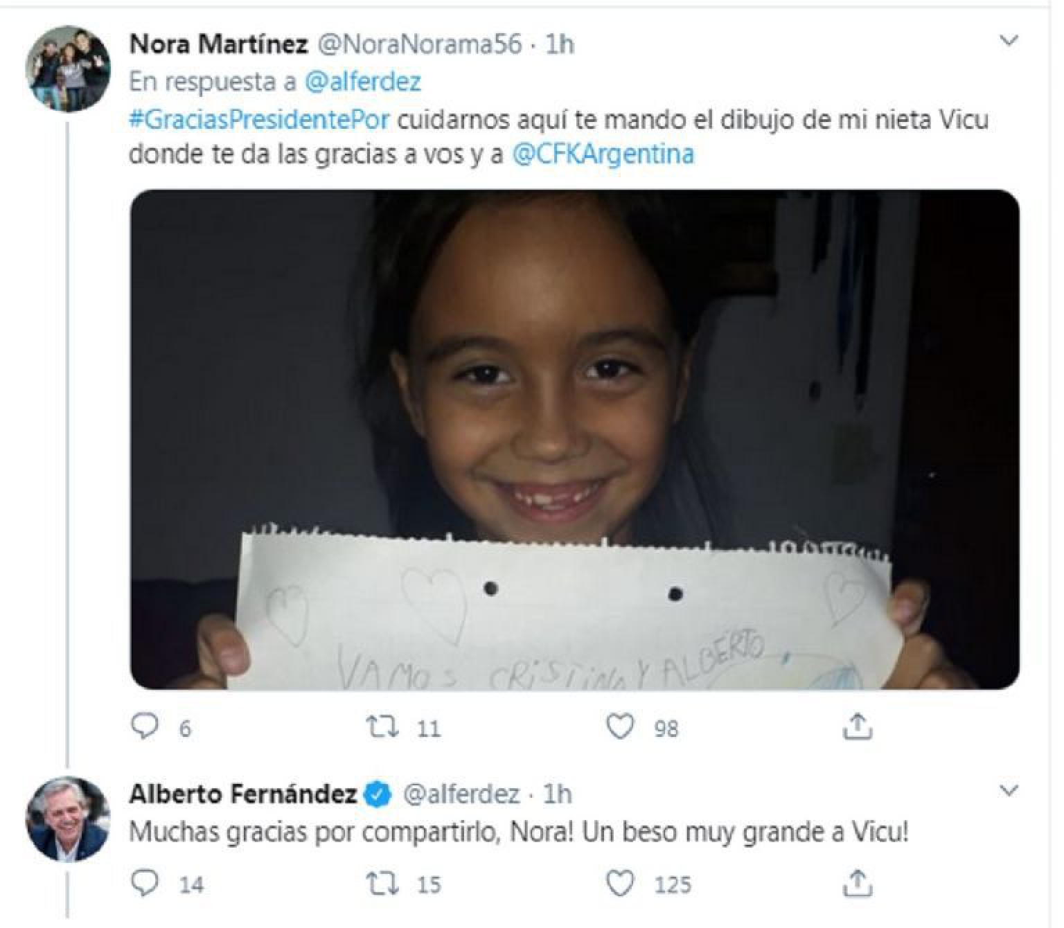 Alberto Fernández respondió a dibujos de niños en twitter