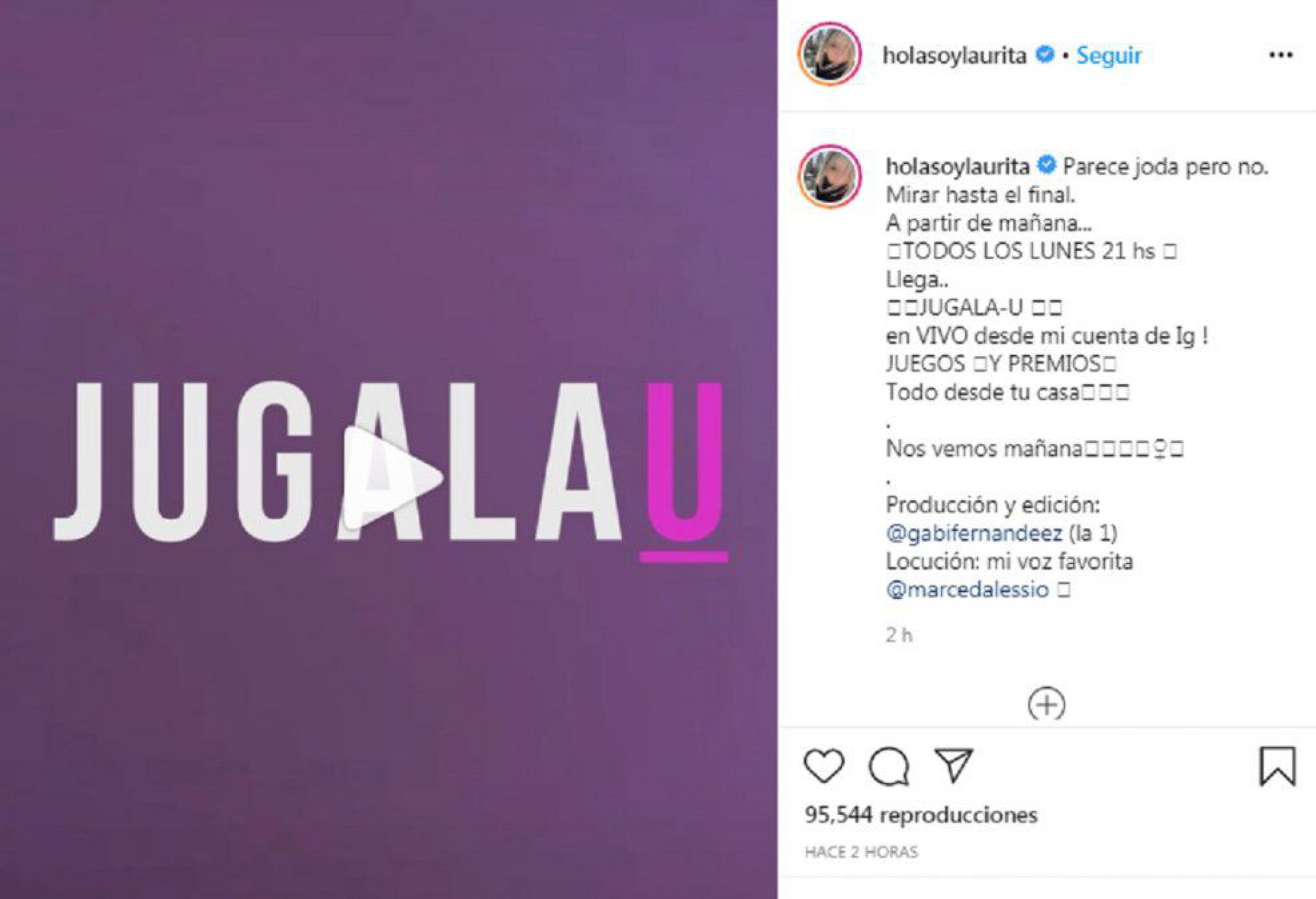 Laurita Fernández y un nuevo desafío: tendrá un programa en vivo “JUGALAU”