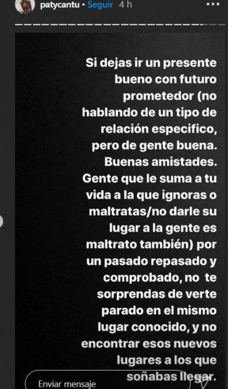 “Pura labia” ¿Paty Cantú le dedicó un mensaje a Mario Sandoval?