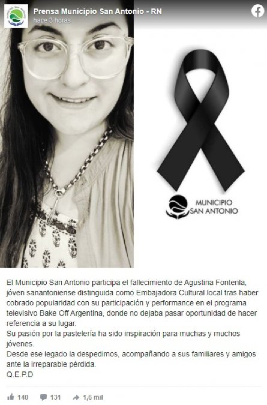 Murió por coronavirus Agustina Fontenla, ex Bake Off