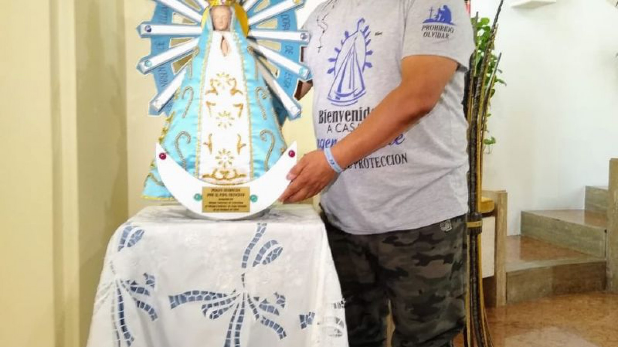 Jorge Palacios, el veterano de guerra comodorense estuvo con el PAPA y traerá la Virgen de Luján
