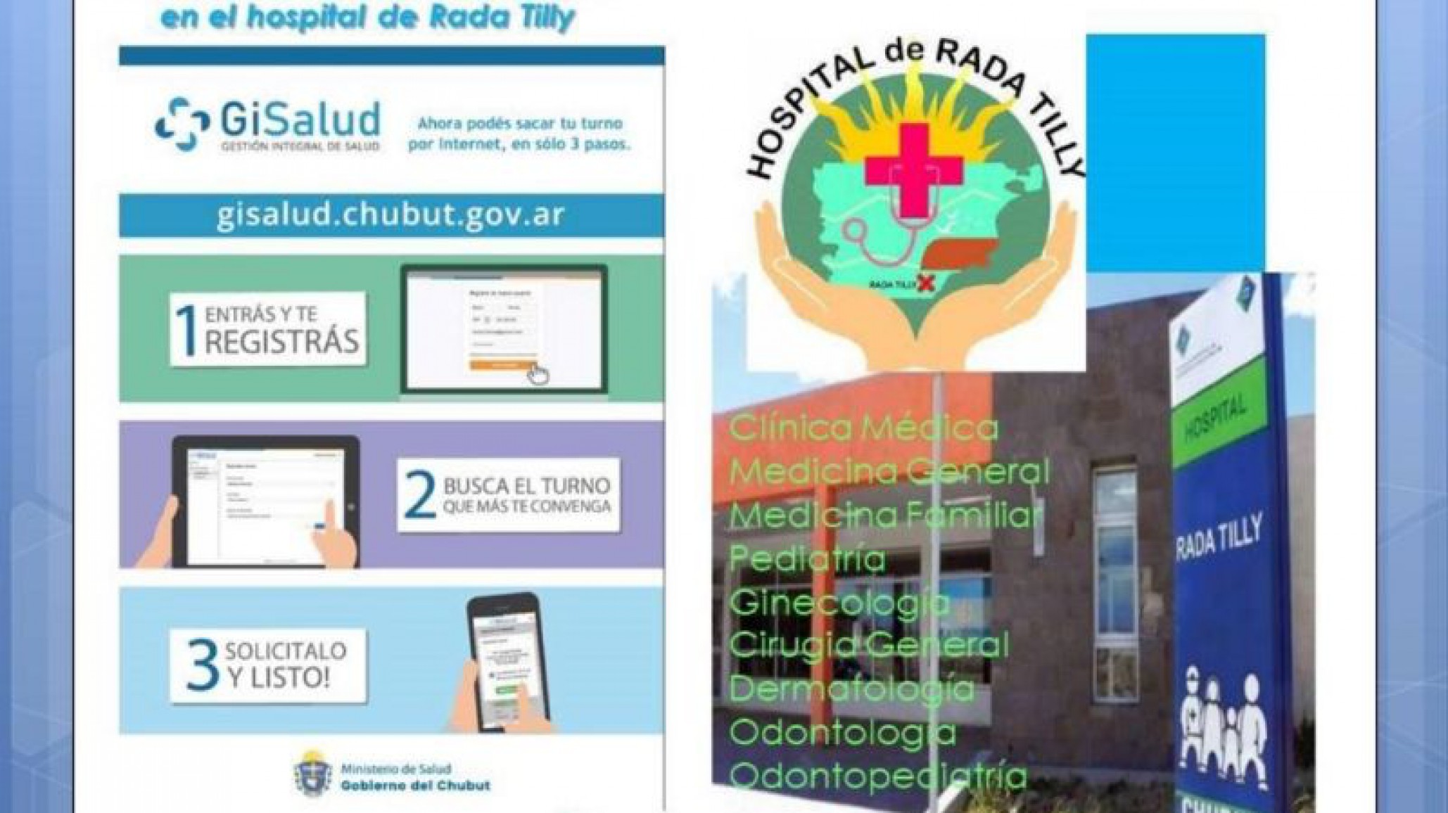 Se podrán sacar turnos online para el Hospital de Rada Tilly