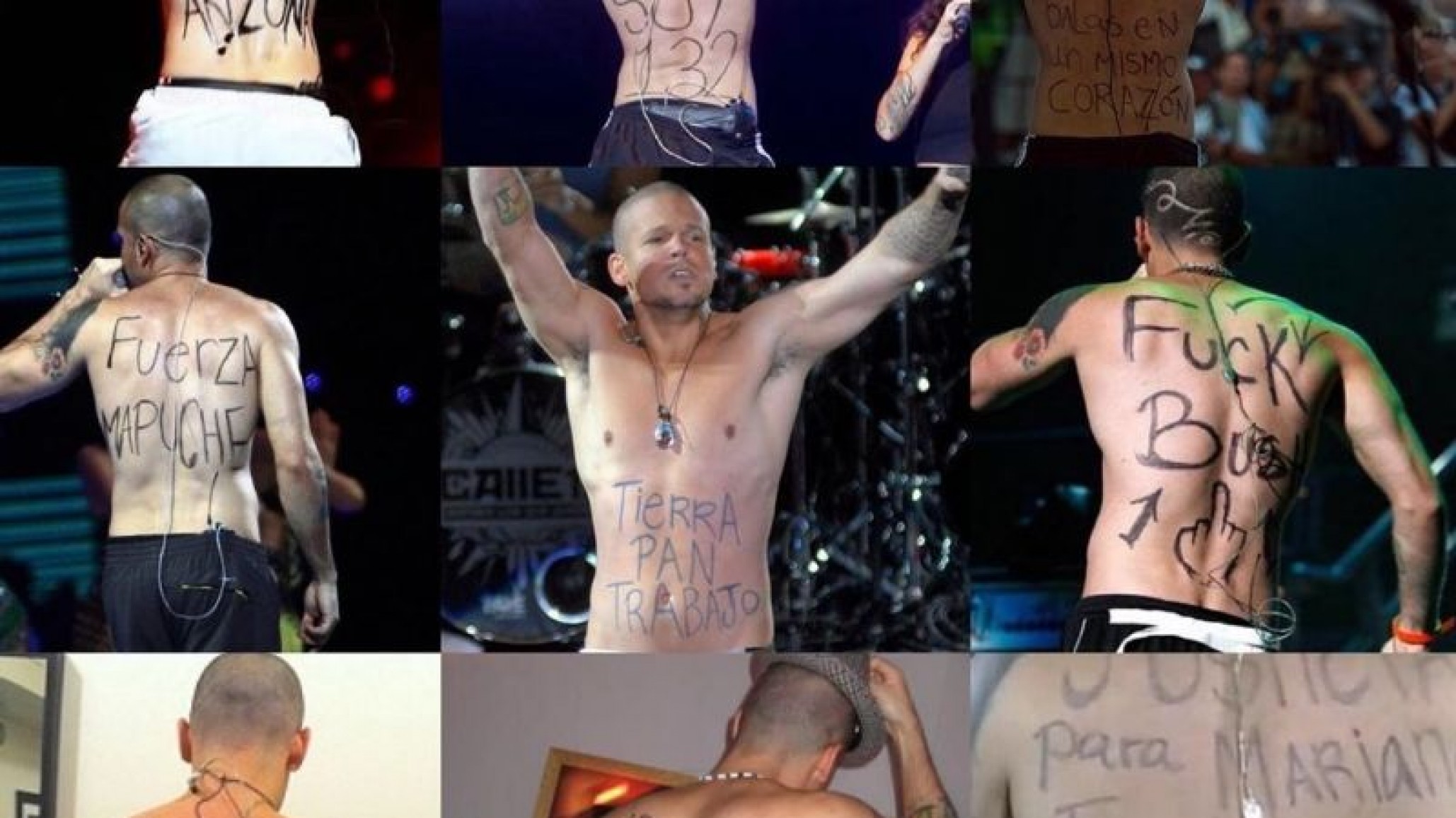 Residente usa su espalda para manifestarse e hizo una recopilación de fotos