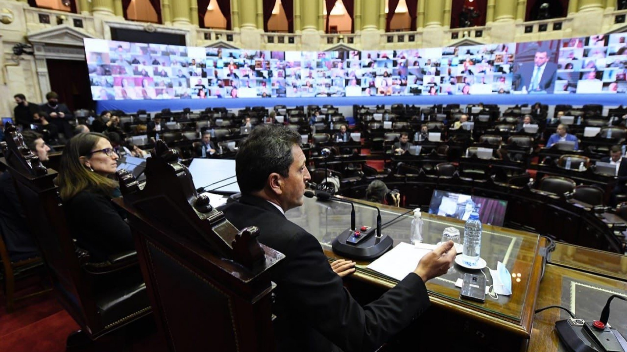 Sergio Massa probó el sistema para la sesión virtual en Diputados