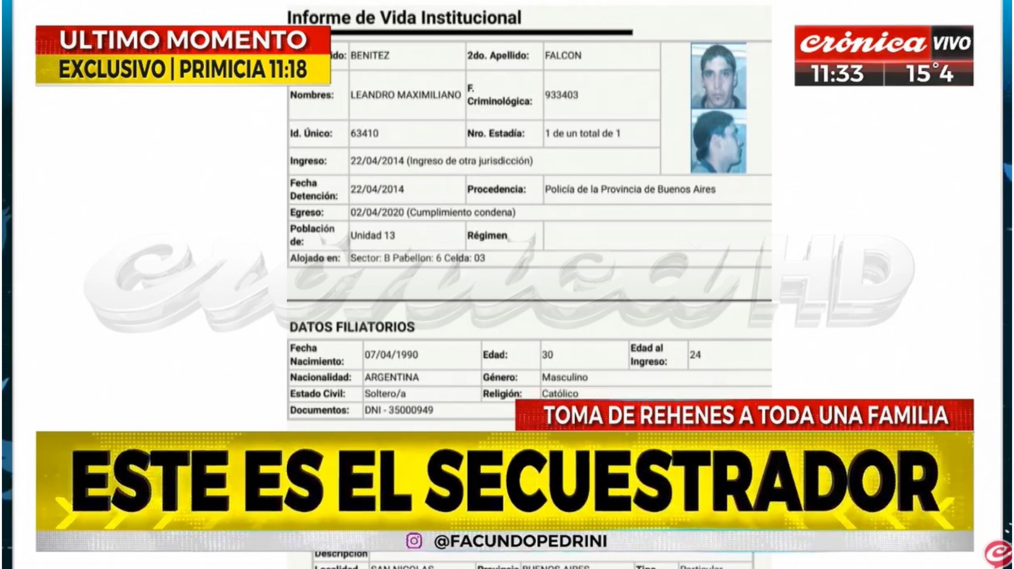 Hace un mes que salió de la cárcel y tomó de rehenes a su mujer y cuatro hijos