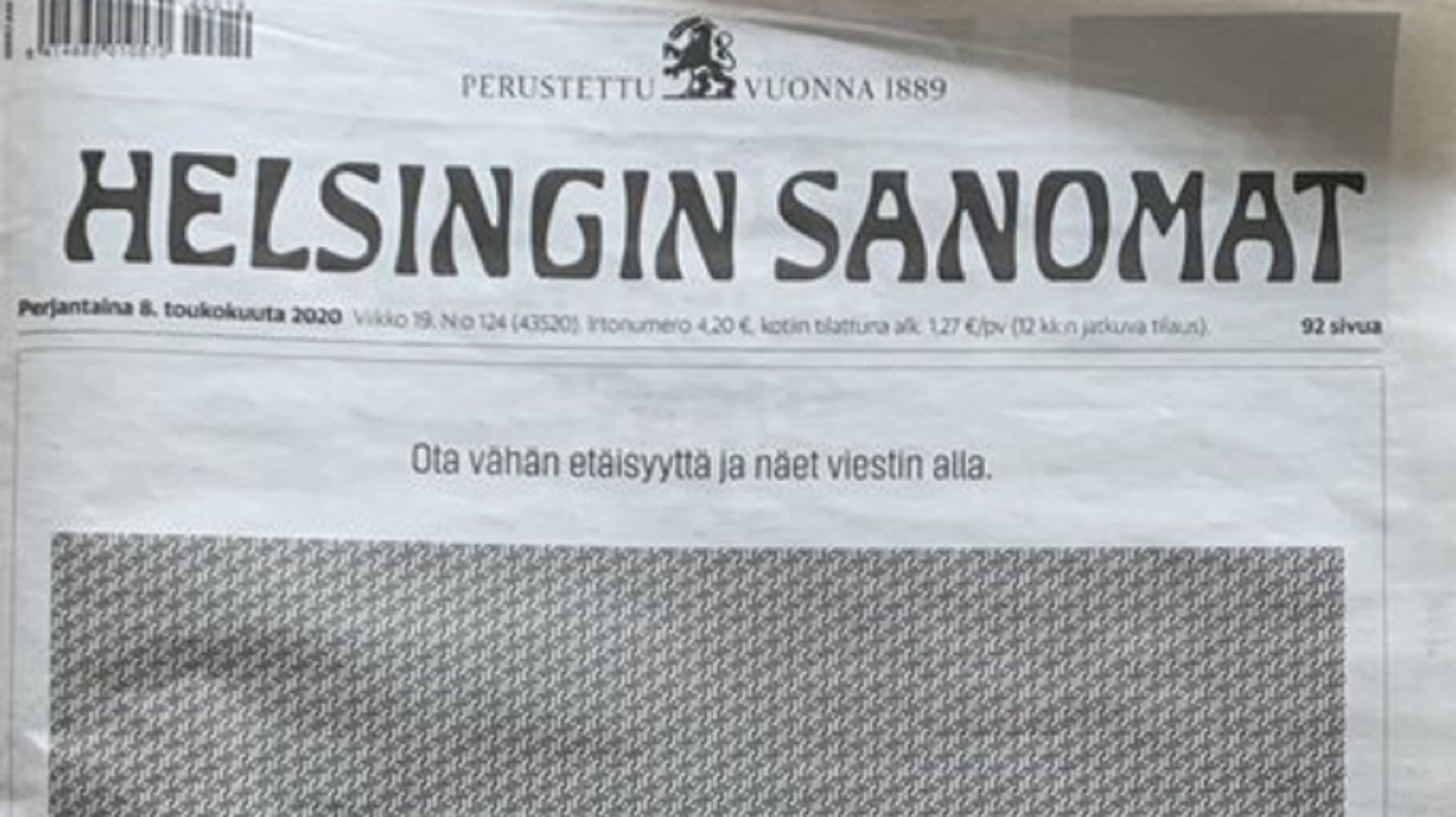 Distanciamiento social: Diario concientiza con una ilusión óptica