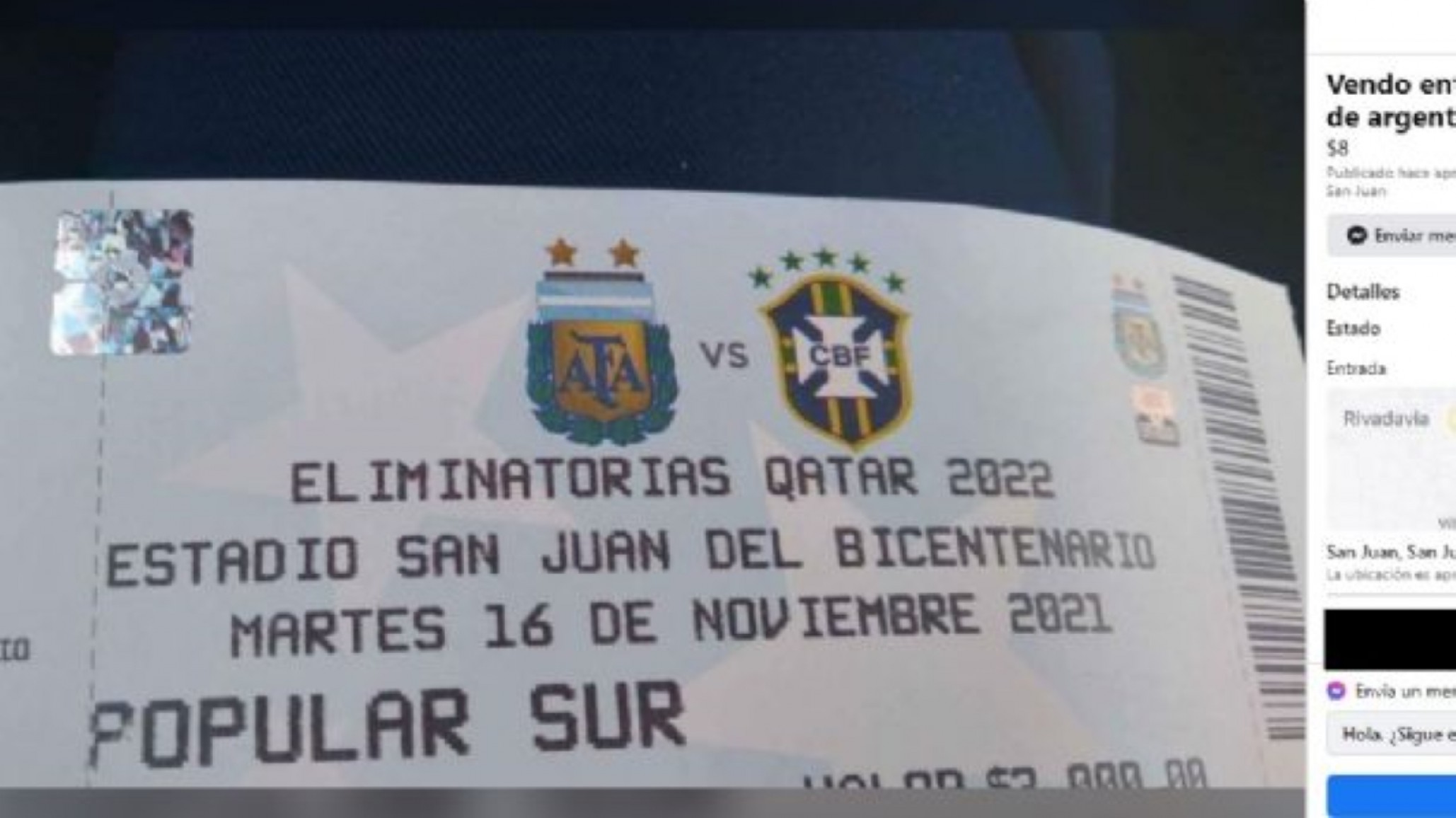 Partido Argentina-Brasil: piden hasta $20.000 por una entrada de “reventa”