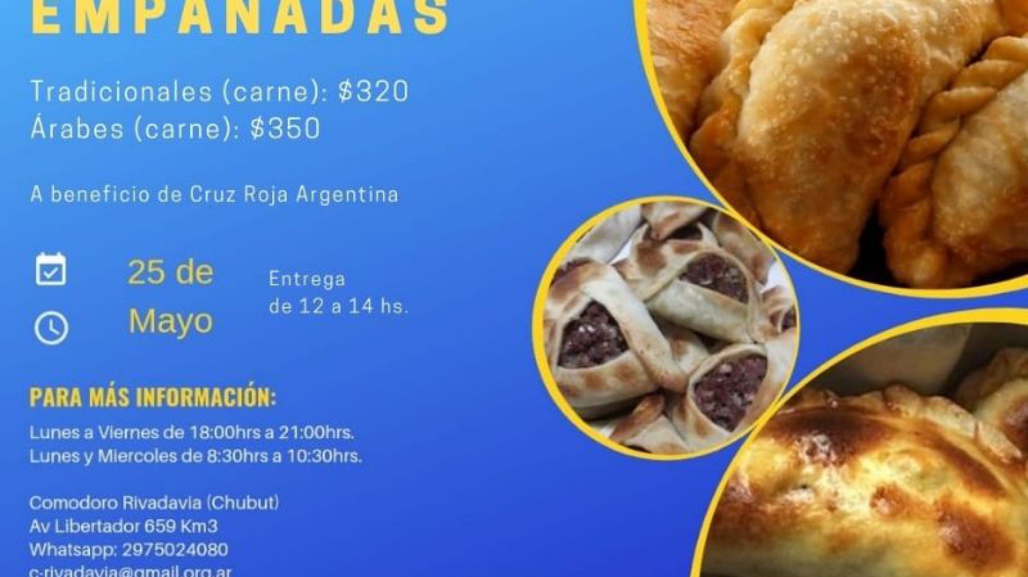 Cruz Roja organiza una venta de empanadas para mañana