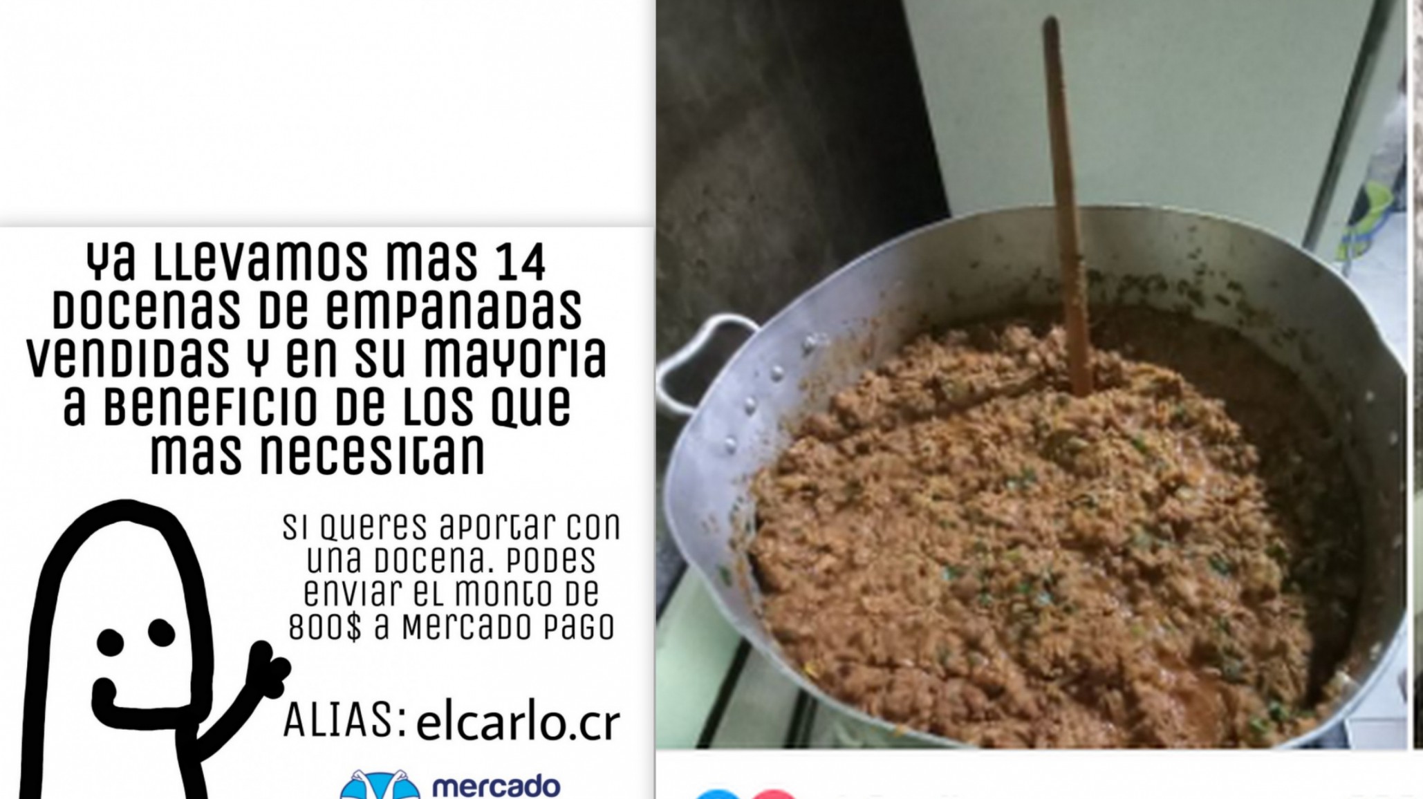 “El Carlo” vendía empanadas y colaboraron de distintas partes del país “se van a merendero a los que más necesitan”