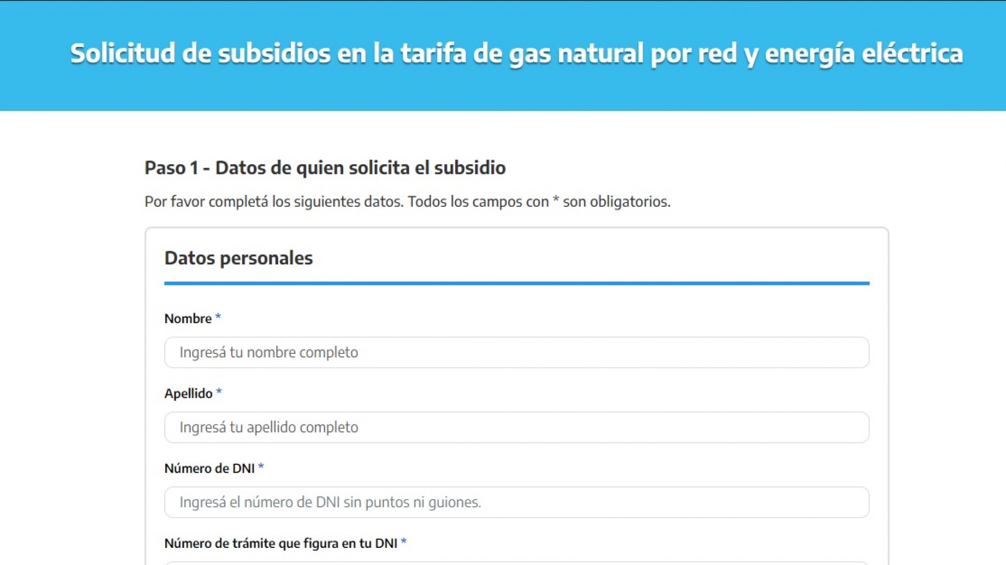 Los usuarios deberán inscribirse antes de fin de mes en el formulario para conservar el subsidio de gas y luz
