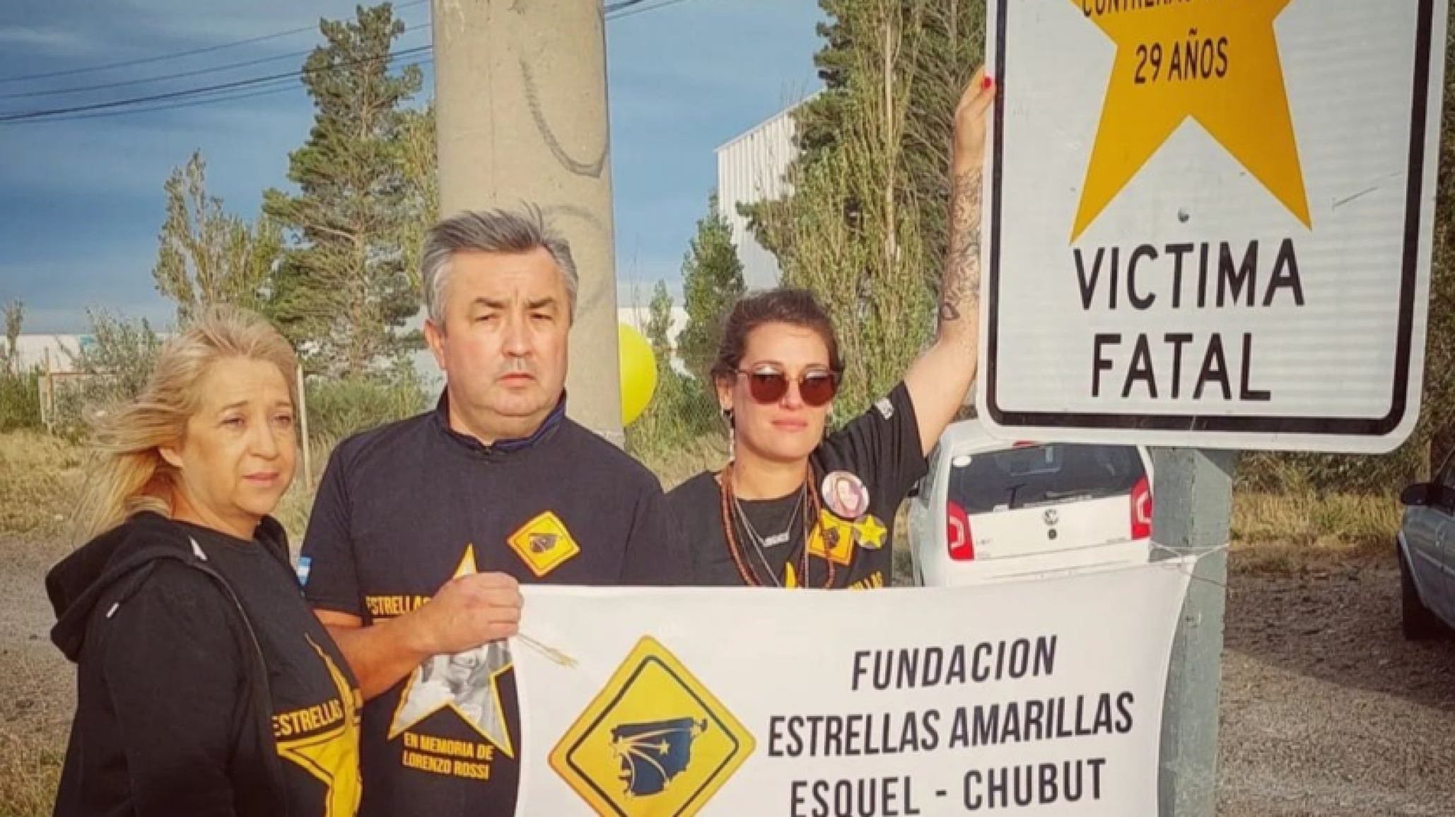 Pintaron la primera estrella amarilla en Ruta 3 “para Rodrigo Contreras”