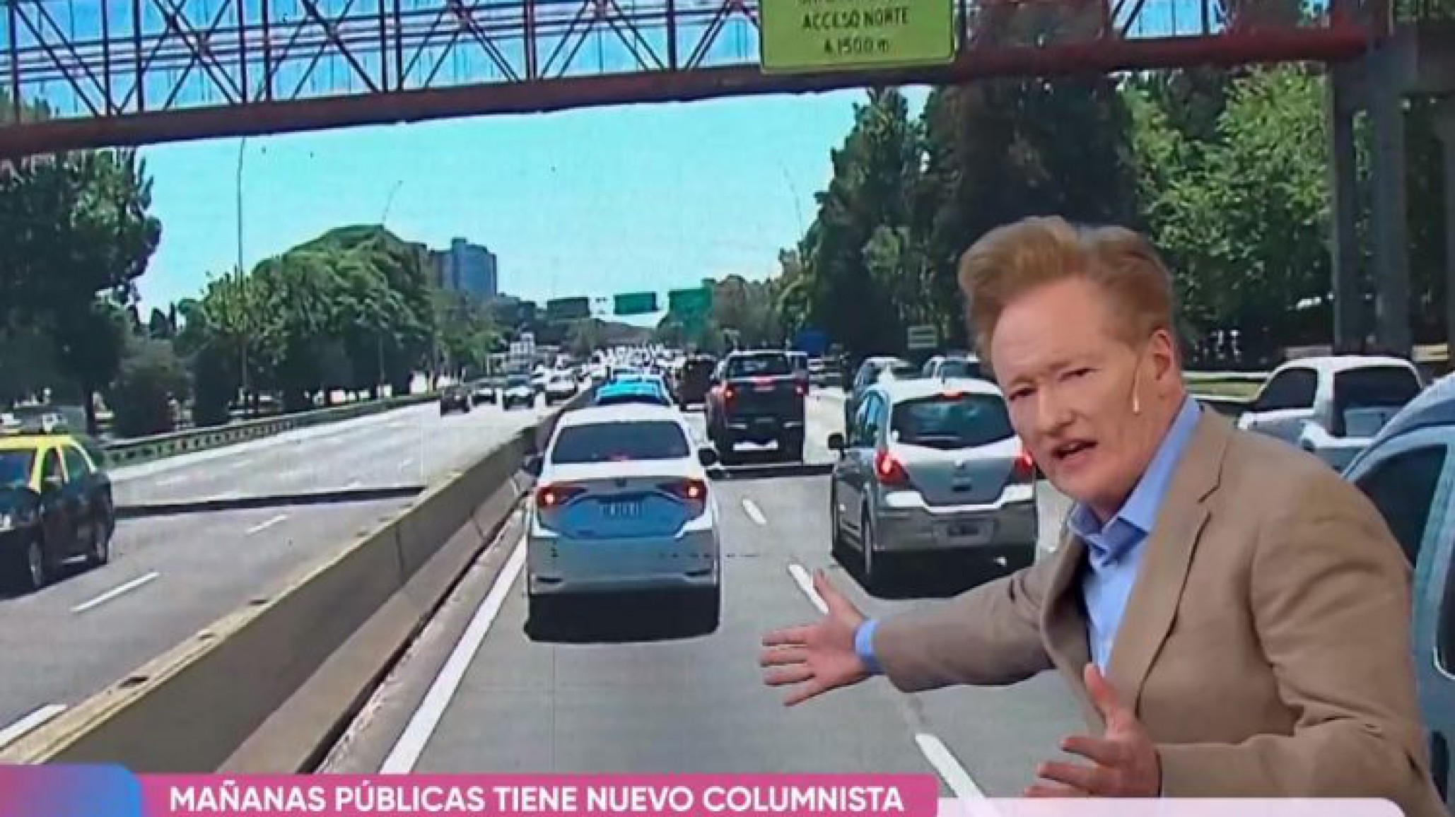 Efecto Milei: Conan O'Brien informó el estado del tránsito en la TV Pública