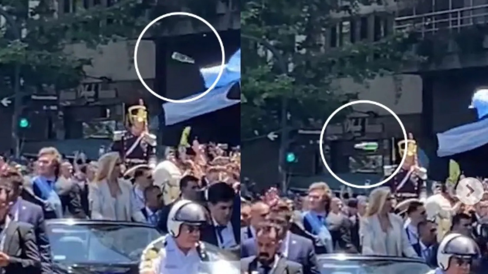 Identifican y ordenan la detención del hombre que le arrojó un botellazo a Milei